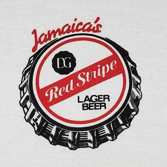 Jamaica Red Stripe Beer Shirt Adult Size XL White Short Sleeve Tee Mens - Picture 4 of 7